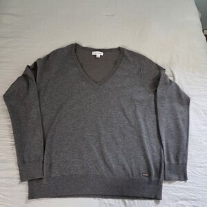 Calvin Klein Gray V-Neck Sweater for Women